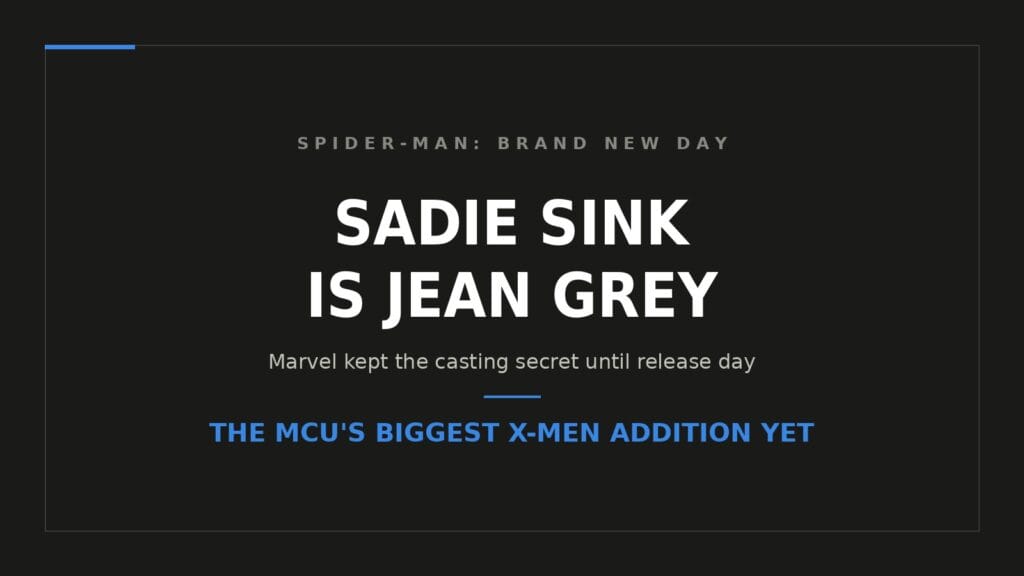 Sadie Sink plays Jean Grey in Spider-Man Brand New Day