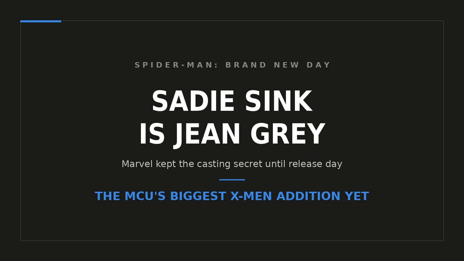 Sadie Sink plays Jean Grey in Spider-Man Brand New Day